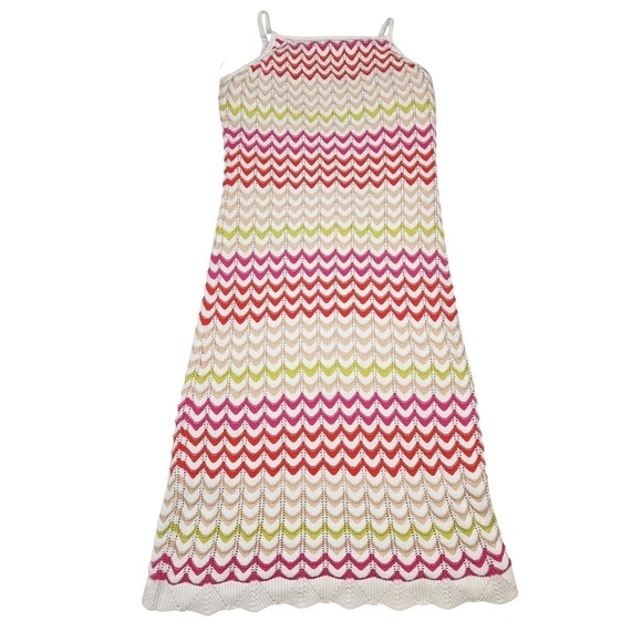 Rachel Zoe Dresses & Skirts - Rachel Zoe Knit Crochet Cotton Maxi Dress Sz L Chevron Boho Beach Festival
